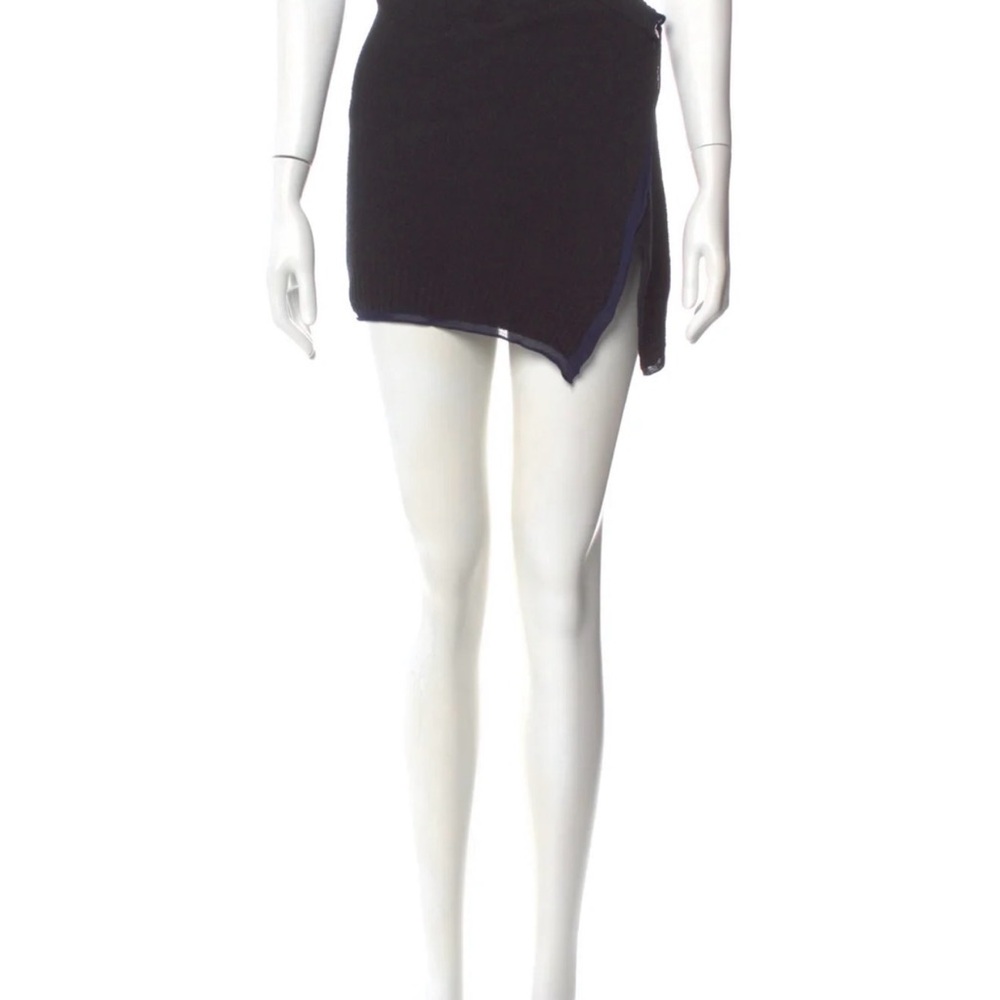 Jacquemus Black Asymmetric Mini Skirt with Navy Trim